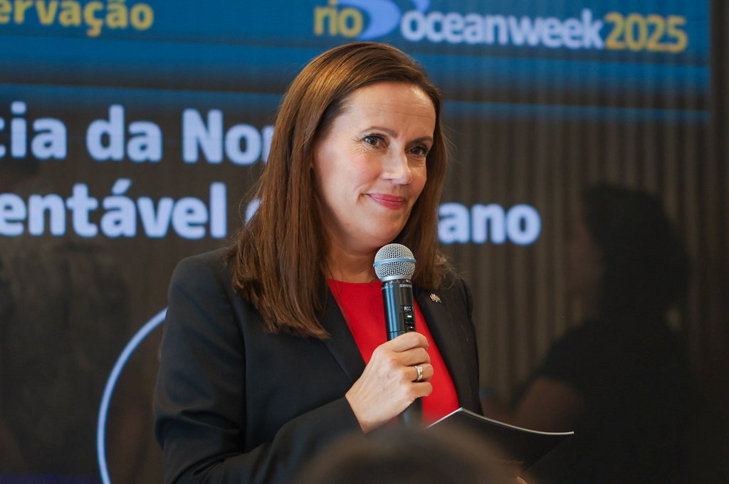 Marianne Sivertsen Næss em evento no Museu do Amanhã (Divulgação)